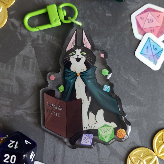 Dungeon Master Kitty Acrylic Charm