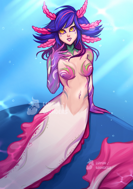"Axolotl Mermaid" A5 Print