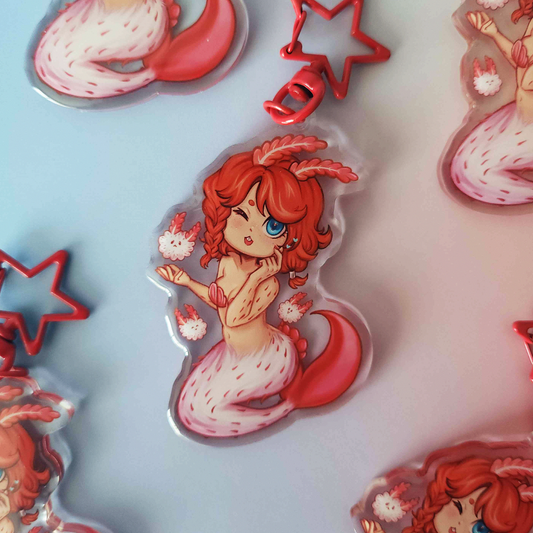 "Sea Bunny" Mermaid Acrylic Keychain